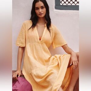 Anthropologie The Kallie Flowy Maxi Dress by Celandine in Peach 🍑